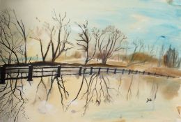 Robert Soden (b. 1955). 'Dawes Wier', Watercolour, Signed and Dated 1990, 27