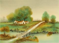 Three Signed and Numbered Limited Edition Lithographs of a Town Scene and Two Rural Scenes, 18