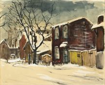 Albert Jacques Franck (1899-1973) Canadian. Winter Street Scene with Snow, Watercolour, 19