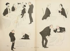 George Goursat 'SEM'. Two Double Page Scenes of 'Chez Voisin' and 'Une Presentation A' L'Hotel Royal
