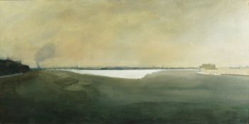 Michael Browne (b.1930) New Zealand/British. A View of Leningrad from across the Water, Oil on