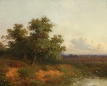 Attributed to Willem Vester (1824-1895) Dutch. 'Summer Meadows', Oil on Oak Panel, 6.5
