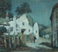 Albert Moulton Foweraker (1873-1942) British. 'A Devonshire Hamlet', A Figure Walking at