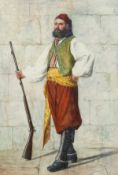 19th Century European School. A Turkish Soldier, Watercolour, 9.5