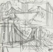 Modern British School. Pencil Study of a Suspension Bridge, Pencil, Indistinctly Inscribed, 4.75