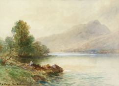 Edith A. Stock (1880-1929) British. 'On Buttermere', a Lake District View, Watercolour, Signed and