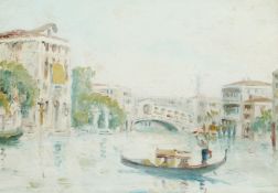 Late 19th Century Impressionist School. A Venetian View with Gondola in the Foreground, Oil on