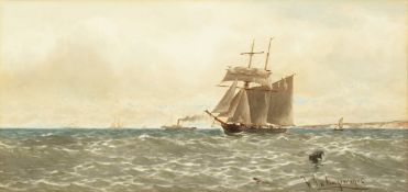 William Thomas Nicholas Boyce (1858-1911) British. 'Off the River Tyne', a Shipping Scene,