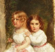 Late 19th Century English School. A Study of Two Young Girls, Oil on Canvas Laid Down on Board, 8