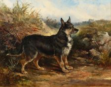 Heywood Hardy (1842-1933) British. A Scene of a Dog in a Landscape, Oil on Canvas, Signed, 14