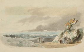 19th Century English School. Figures at a Wayside Cross, 5