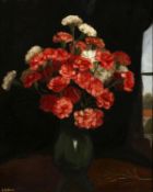 Emily Beatrice Bland (1864-1951) British. A Still Life of Flowers in a Glass Vase, Oil on Board,