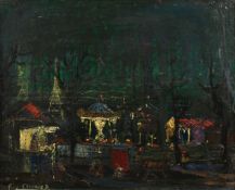 Guy Cambier (1923-2008) French. A Night Time Scene at a Fair, Oil on Board, Signed, 8.5