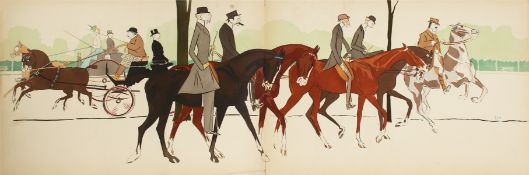 George Goursat 'SEM'. Five Double Page Scenes of Horses and Carriages, 14
