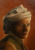 Kathleen McKenzie, Circa 2001. Portrait of a Woman in a Turban, Oil on Canvas, Inscribed Verso,
