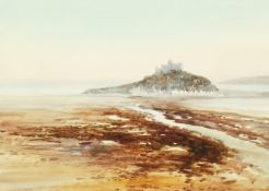 John Shapland (1865-1929) British. A View of St. Michael's Mount, Watercolour, Signed, 10