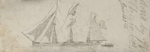 Attributed to George Chambers. Study of Sailing Ship - a Scrap, with a Drawing in the Manner of