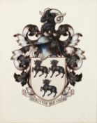 English School. A Coat of Arms, Mixed Media, 20