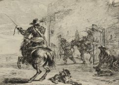 Dirk Stoop (1610-1681) Dutch. A Pair of Engravings with Scenes of Figures on Horseback, 5.5