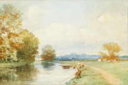 David Bates (1840-1921) British. Clearing the Mill Pool, Watercolour, Signed and Titled Verso, Bears