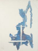 20th Century. Abstract Composition in Blue and White, Acrylic on Canvas, 42