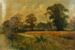 R. Hake, Early 20th Century English School. Country Scene with Haycart, Oil on Canvas, Signed and