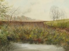 Ken Messer (1931-2018) British. 'Sunningwell', a Rural Landscape, Watercolour, Signed, 11.5