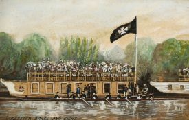 Circle of Walter Greaves (1846-1930) British. 'Worcester Barge and Eight', a Regatta Scene,