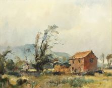 Trevor Chamberlain R.O.I (b.1934) British. 'Worcestershire Farmstead', Oil on Canvas, Titled