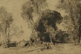 Leonard Russell Squirell (1893-1979) British. Figures by a Bridge, 7.5