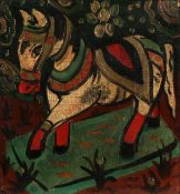 Late 19th Century School. Study of a Prancing Horse in Traditional Costume, Oil on Canvas, Signed