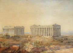 19th Century, Classical Ruins at Sunset, Watercolour, 9