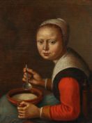 18th Century Dutch School. Portrait of a Girl, Oil on Oak Panel, 7.5