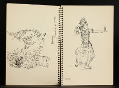 A Small Sketchbook of Drawings of Thai Dancers, mainly Pen and Ink, some Inscribed, some Signed '