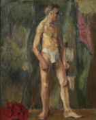 20th Century School. Study of a Male Figure, Oil on Canvas, 20