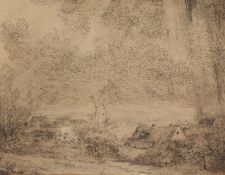 Belgian School, Circa 1911. Windmill at Nieuport, Ink Drawing, Signed with Monogram and Dated