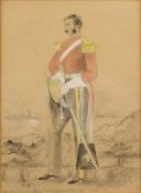 English School, Circa 1845. Captain Bagwell Purefoy, an Officer of the Third Dragoon Guards Standing