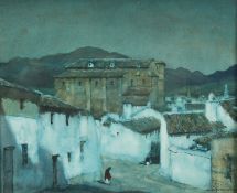 Albert Moulton Foweraker (1873-1942) British. 'Moonlight, Antequera, Spain', Watercolour, Signed,