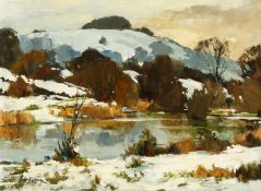 Edward Wesson, British. A View of Chanctonbury Ring with Wiston Lake in the Foreground, Oil on