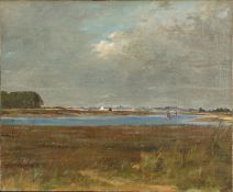 Circle of Hugh Boycott Brown. Small Yachts in an Estuary, Oil on Canvas Board, 10.5