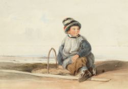 Circle of Richard Parkes Bonnington (1802-1828) British. A Young Fisher-boy, Watercolour, 5