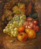 J. Smith (19th Century) British. A Still Life of Grapes, Plums, Apples and Pears in a Natural