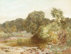 H...E...Keane (fl.1866-86) British. 'The River Erme, Dartmoor, Watercolour, Signed and Dated 1885,
