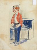 Circle of Jan Van Heel. A Study of a Clown Playing an Accordion, Watercolour, Inscribed Verso, 12