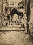 Frederick Halpern (b.1918 in Vienna). 'Old Jerusalem', Etching, 9
