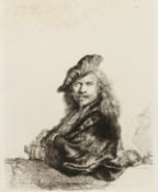 After Rembrandt. Self Portrait in a Felt Hat, Etching, 5