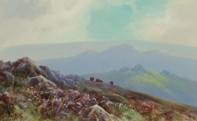 Herbert William Hicks (1880-1944) British. A Moorland View, Watercolour, Signed, 5.5