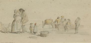 Attributed to Edward William Cooke (1811-1880) British. 'Selling Fish at Harbour', Watercolour and