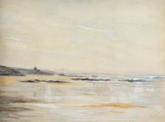 E. C. Elmore, Circa 1894. Beach Scene at Low Tide, Watercolour, Signed and Dated in Pencil, 15