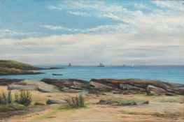 T.R. Milligan (Early 20th Century) British. 'On the Shore, Crail', Oil on Canvas, Signed and